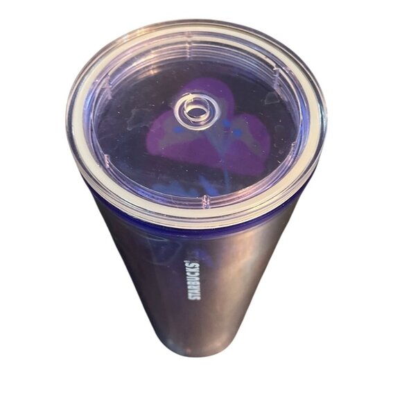 Starbucks 2018 Floral Clear Blue 24 Oz Tumbler With Lid No Straw BPA-Free - Picture 4 of 5